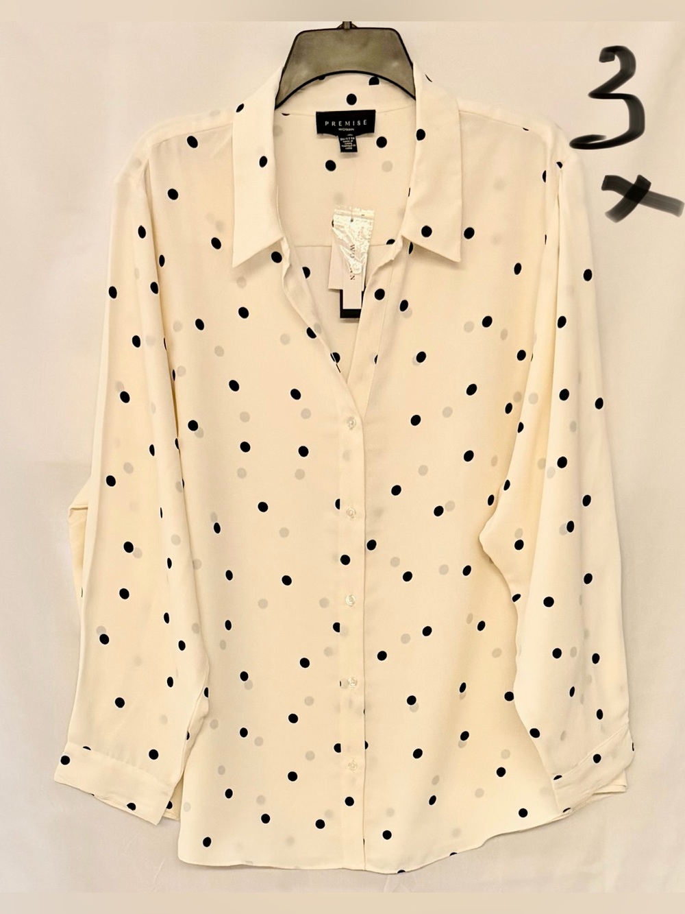 Premise Ivory Polka Dot Button-Down Blouse